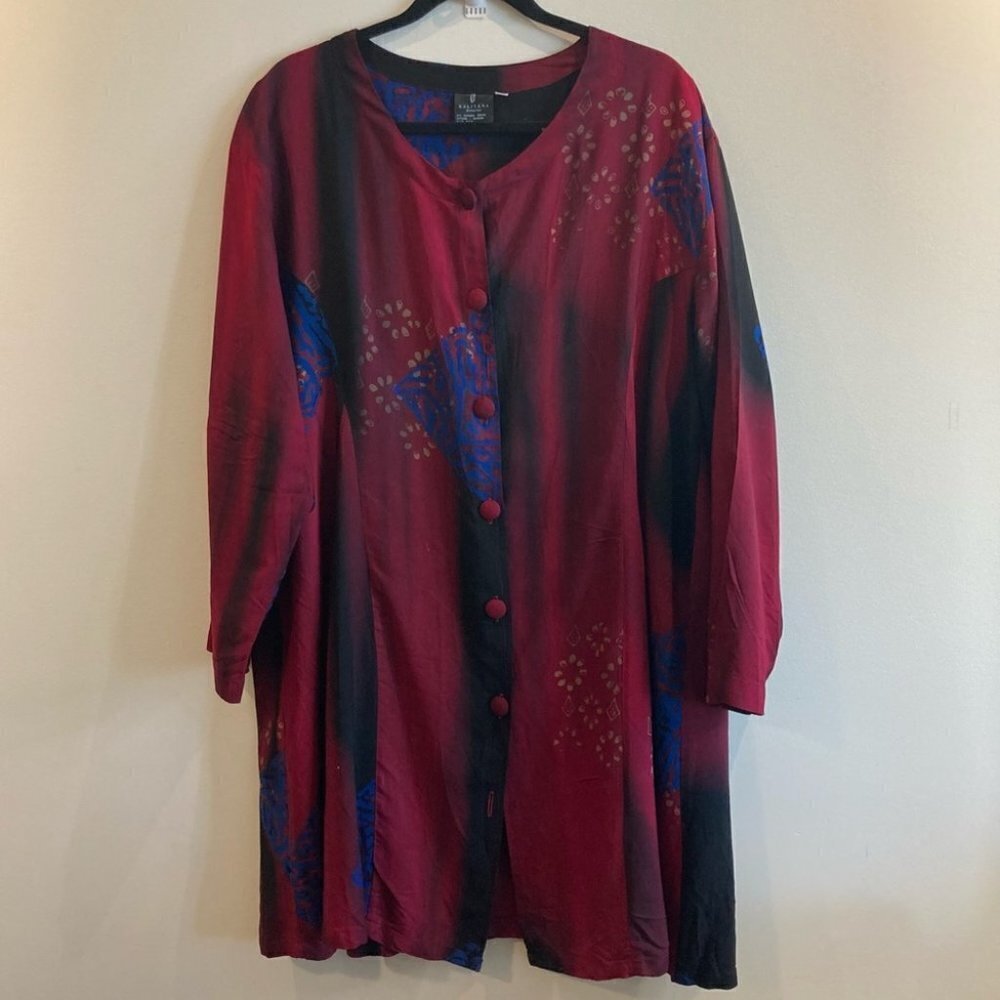 KALIYANA Sz S-M Colourful Oversized  A-Line Button Up Tunic Jacket Dress